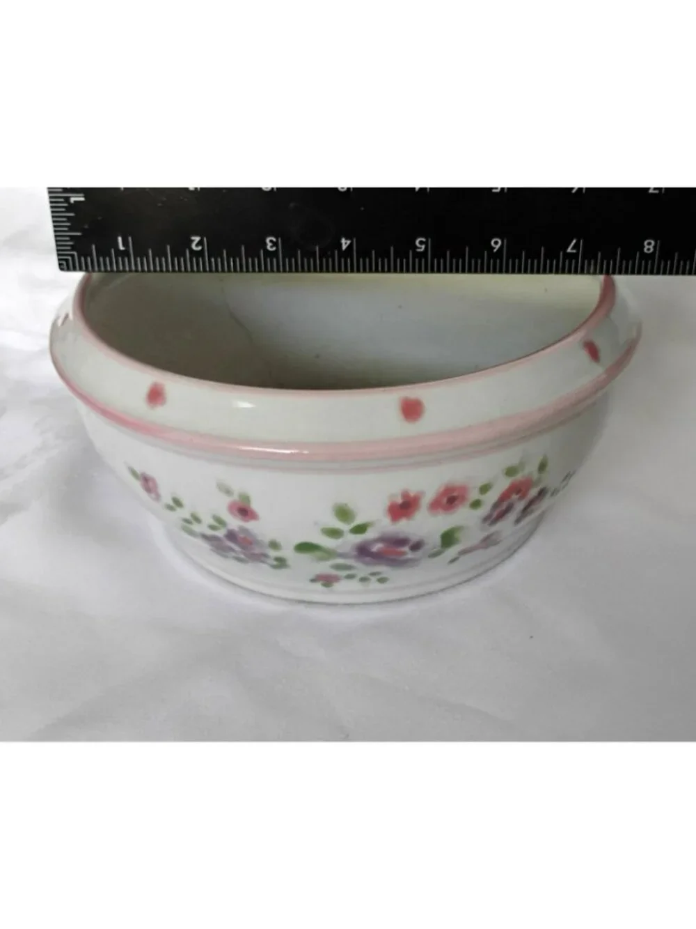 Vintage Hand Painted Ceramic Floral Planter Bowl 8